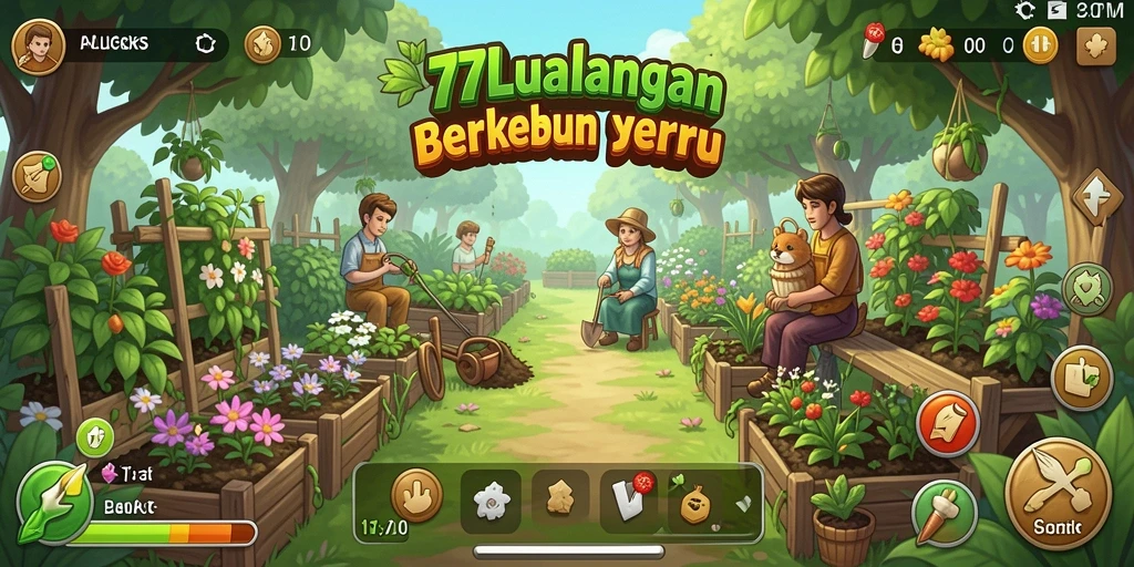 Screenshot gameplay 77LUCKS yang menampilkan aktivitas bertani.
