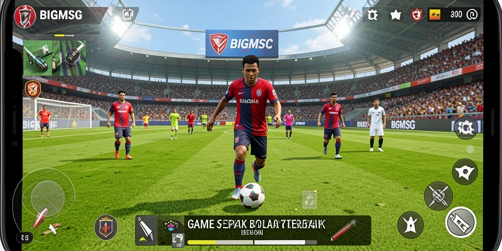 Tampilan menawan dari gameplay BIGMSG saat aksi di lapangan sepak bola.