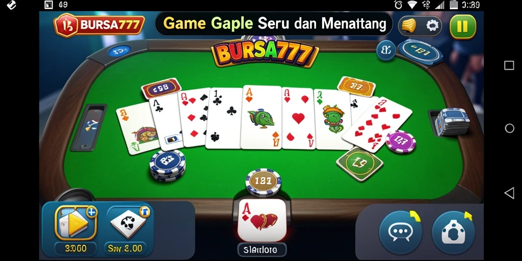 Tampilan gameplay seru dalam BURSA777 yang menampilkan pertandingan Gaple.