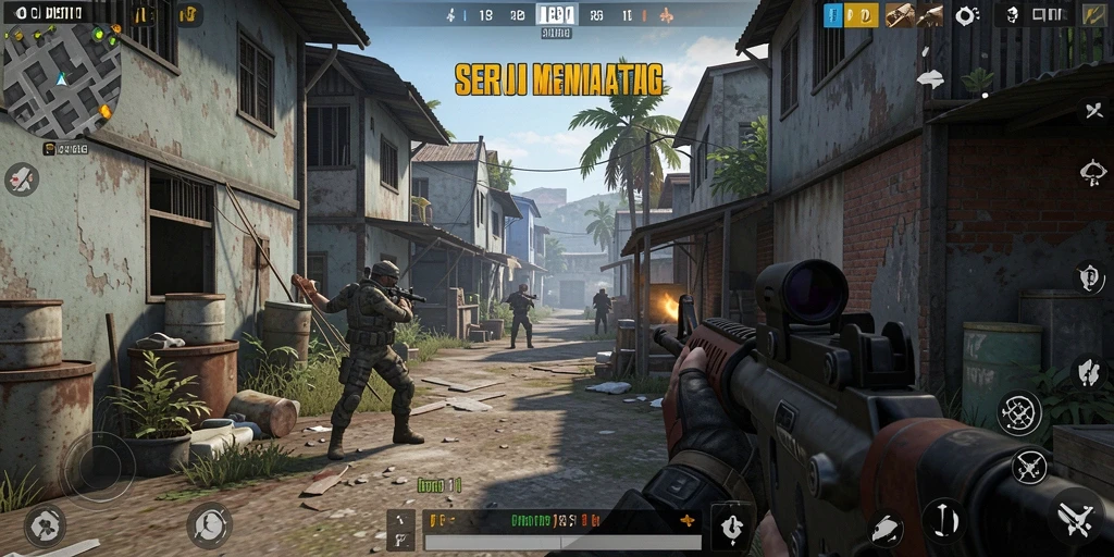 Tampilan gameplay menegangkan dari DEMI11 dengan aksi FPS yang dinamis.
