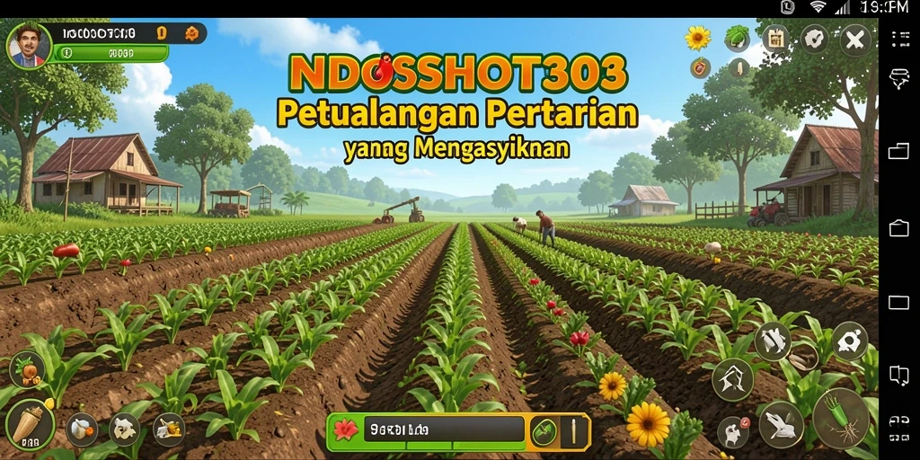 Tangkapan layar gameplay INDOSLOT303 menampilkan aktivitas bertani yang seru.