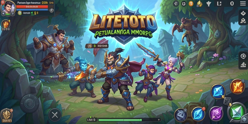 Tangkapan layar utama LITETOTO menampilkan aksi pertarungan seru dalam dunia MMORPG.