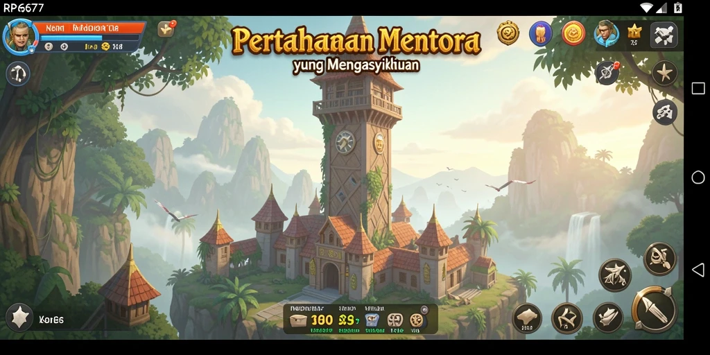 Screenshot RP6677 menampilkan aksi pertahanan menara yang seru.